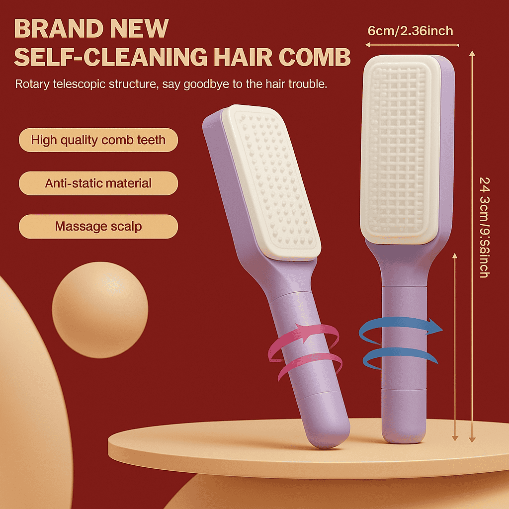 Scalp Pulse Self Cleaning Brush Features and Size